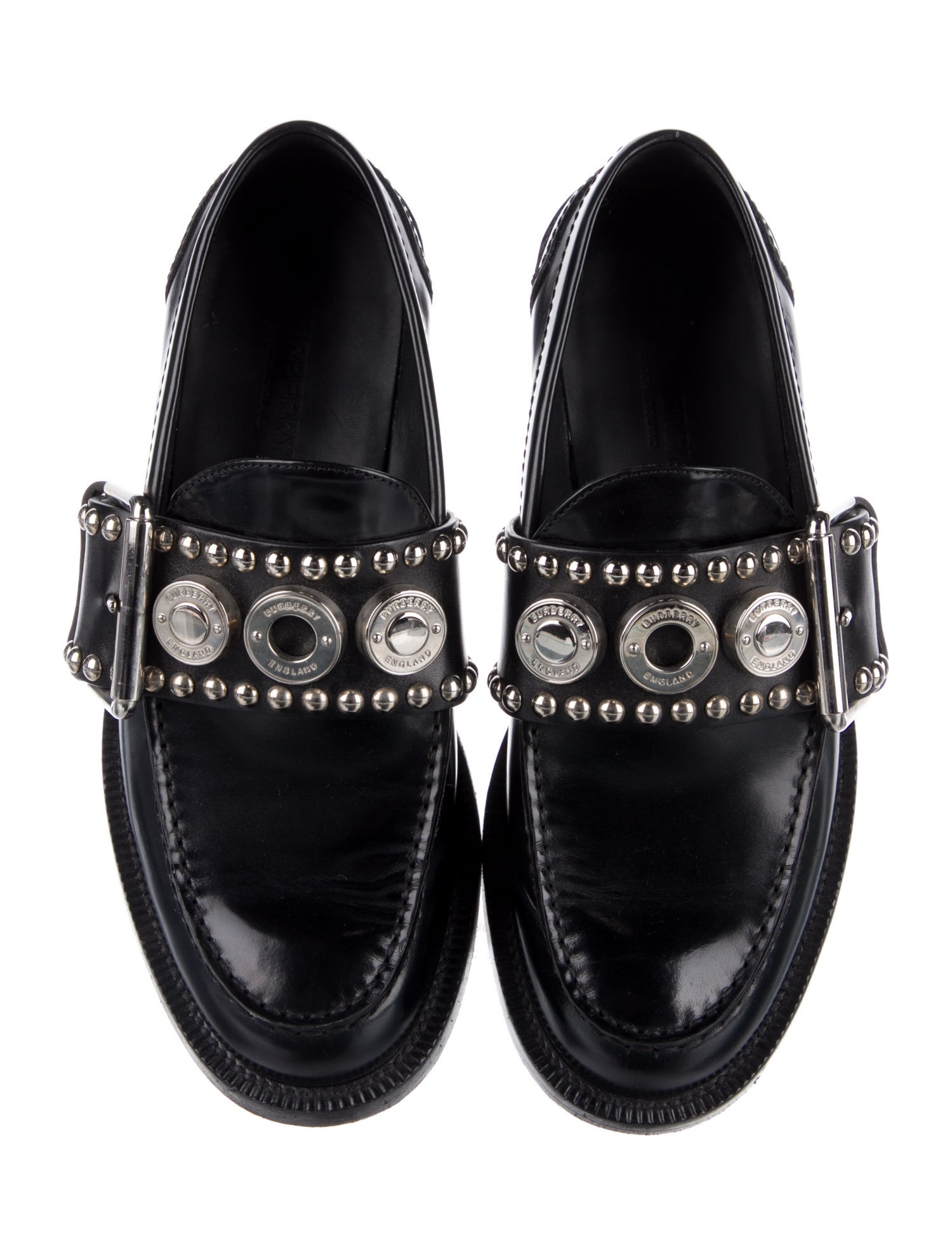 Burberry Leather Studded Accents Loafers